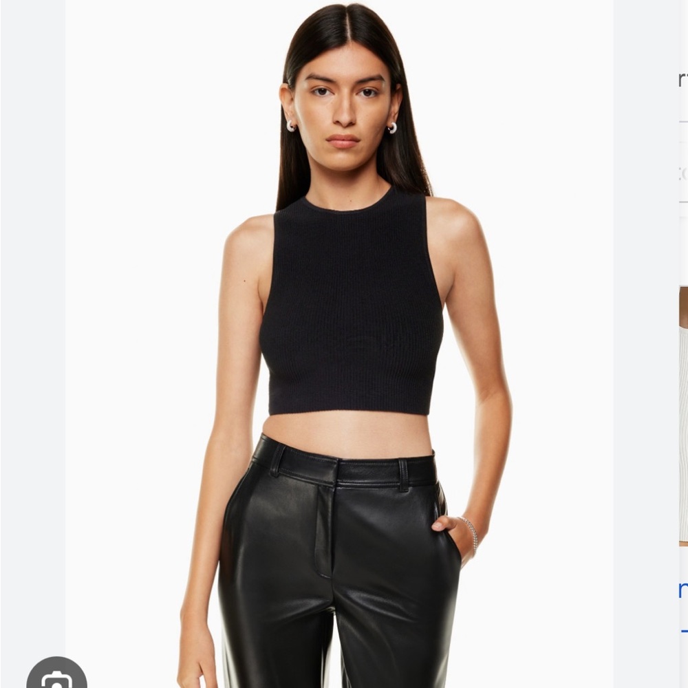 Babaton Sculpt Knit Black Sleeveless Crop Top